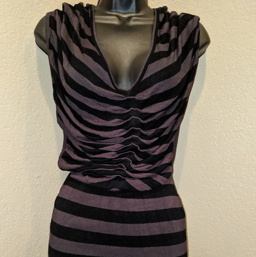 BeBe Striped Ruched Knit Dress S - Picture 3 of 7